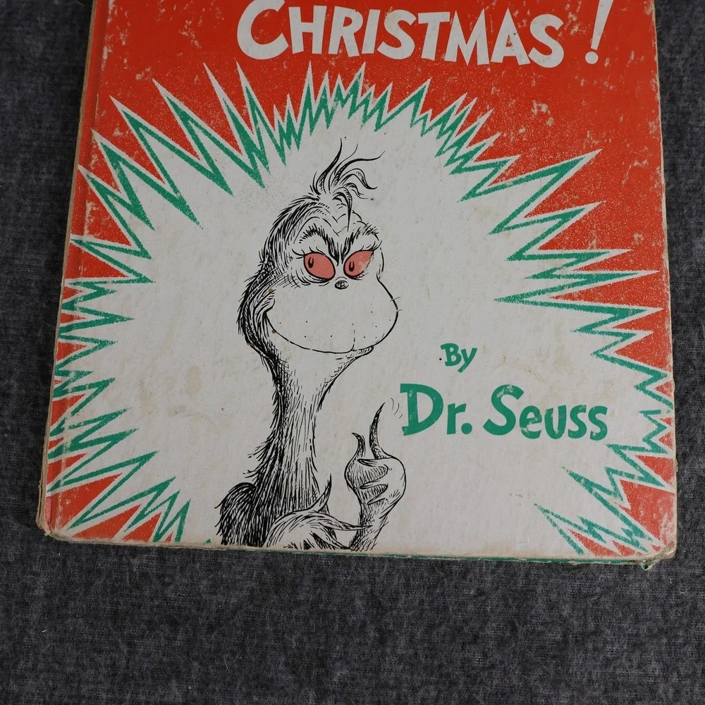 Vintage 1957 How The Grinch Stole Christmas Dr. Seuss Red Green HC USA Kids